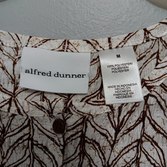 Alfred dunner women's top size M creame and brown buttons down - Picture 4 of 6